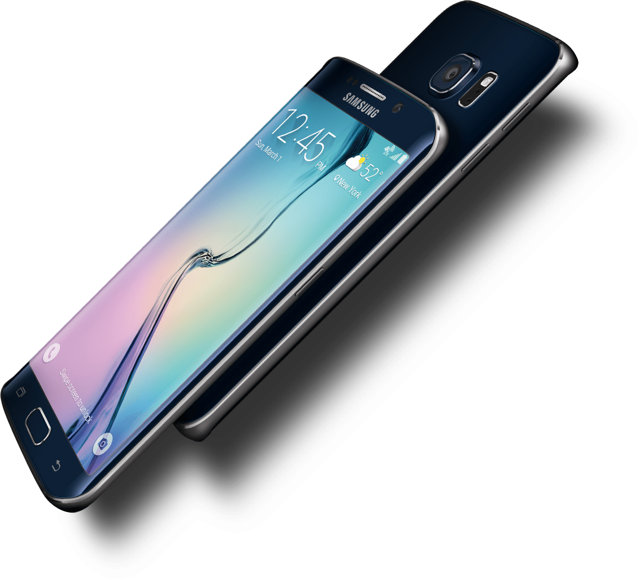 Samsung Galaxy S6 Edge, with dual edge display.