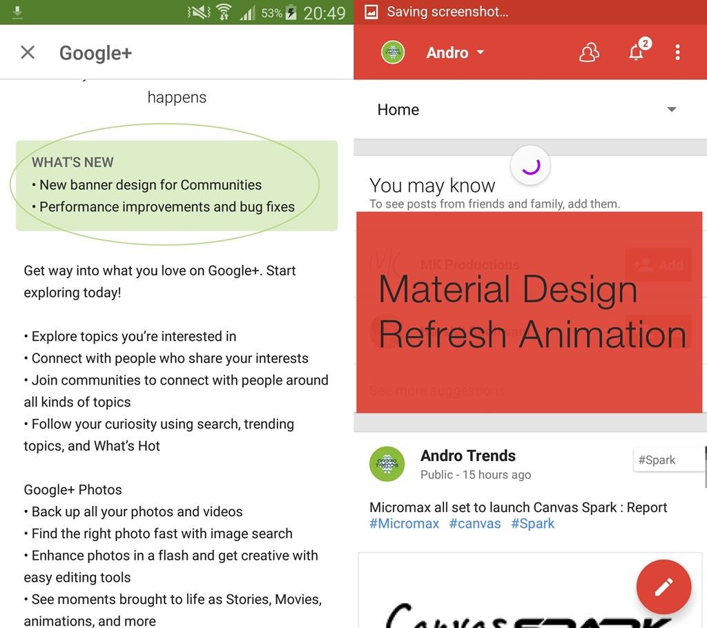 Google Plus App updated to v5.3